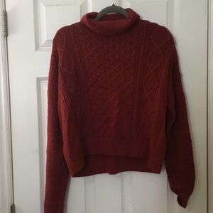 abercrombie kids Rust Cable Knit Turtleneck Sweater